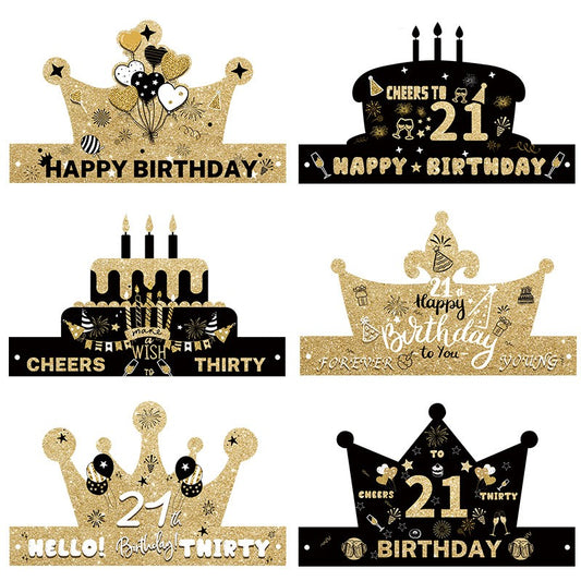 Black & Gold Birthday Hat for Ages 18-80 – Party Photo Prop for Scenes Decoration, Milestone Celebration & Festive Gatherings