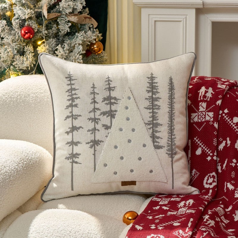 Red Snowflake Christmas Pillow Case – HOHOHO Embroidered Cushion Cover with Gingerbread Man, Holiday Home Decor & Gift for Family