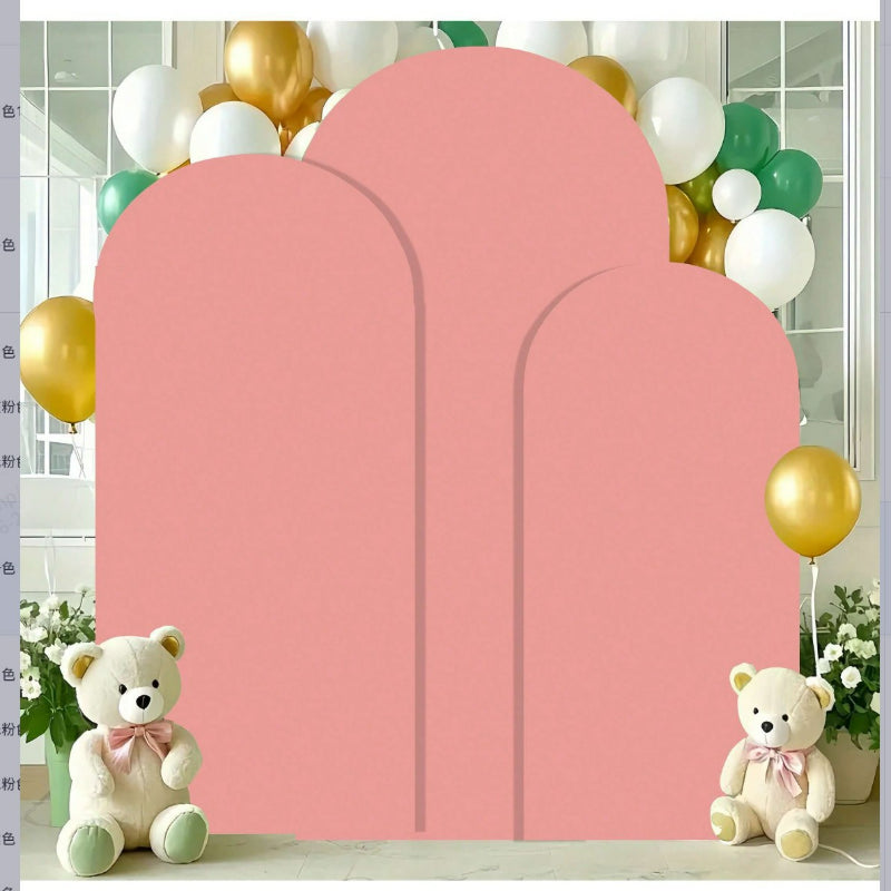 Chiara arch backdrop cover apricot champagne curved fabric panel
