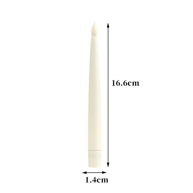 Floating LED taper candle dimensions showing 16.6cm height and 1.4cm diameter