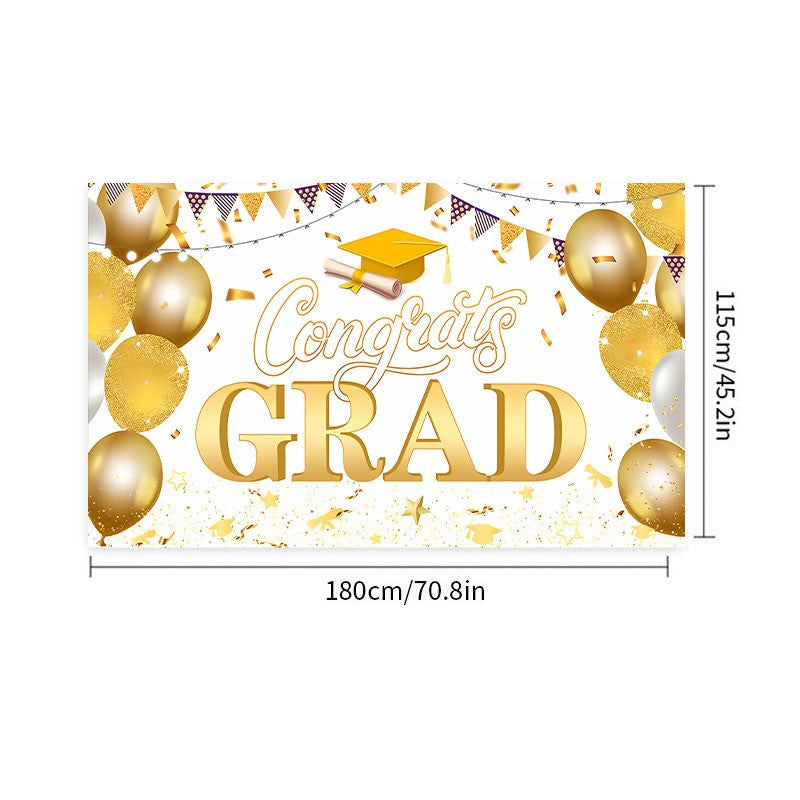 2026 Graduation Banner Backdrop | Customizable Polyester Fabric Banner for Party Decoration