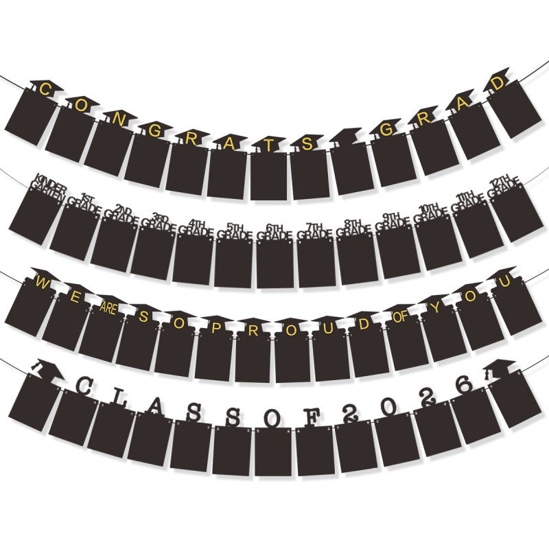 Graduation Photo Banner | Grades 1-12 & Class of 2026 | Hanging Cardboard Frame Garland
