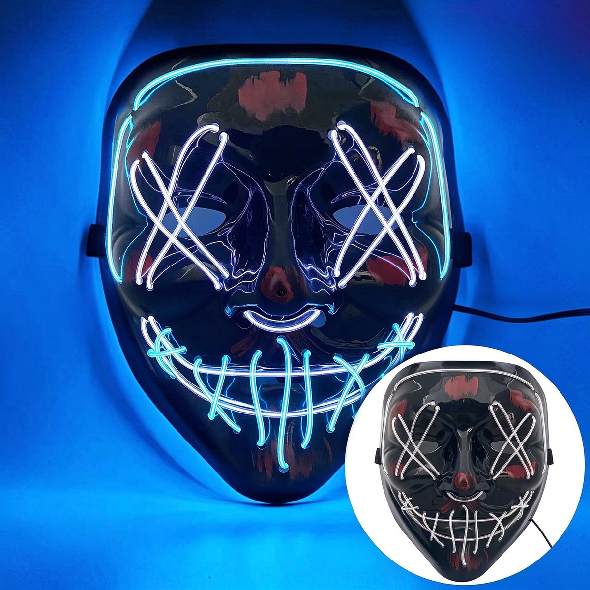 LED purge mask dual tone ice blue and white glow