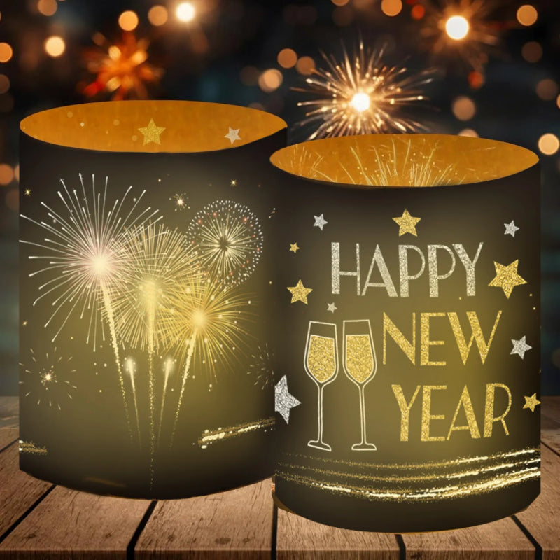 New Year Table Decoration Lantern Shades, Festival Atmosphere Lamp Shades, 12 Pack for Tea Lights, Happy New Year 2027 Party Set