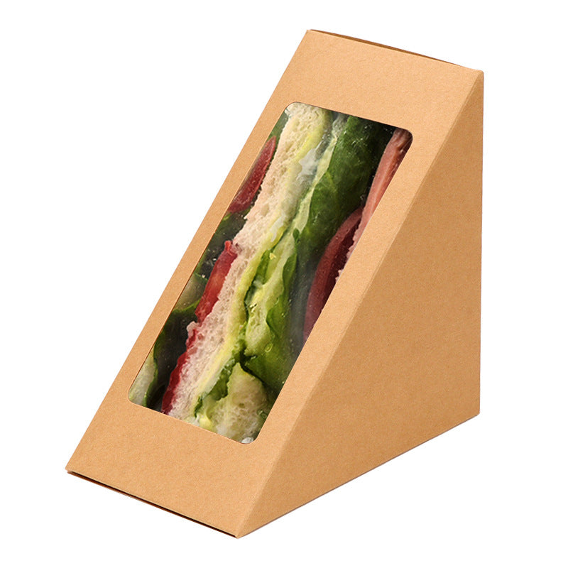 Sandwich wedge box perspective view showing angled front window and side profile