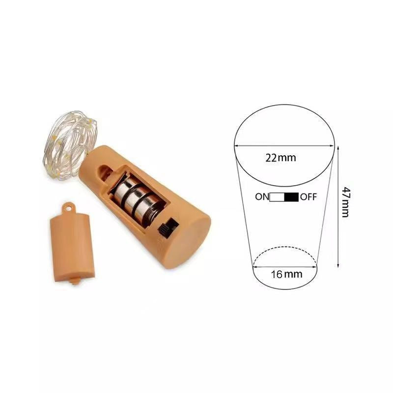 LED wine bottle cork light battery compartment and dimension diagram