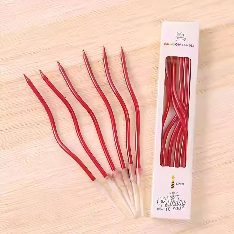Wholesale metallic spiral birthday candles with holders - Classic red metallic finish