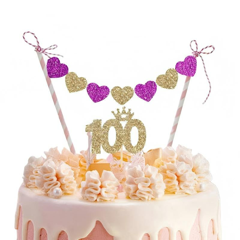 Mini bunting cake banner purple gold heart and crown 100⠋