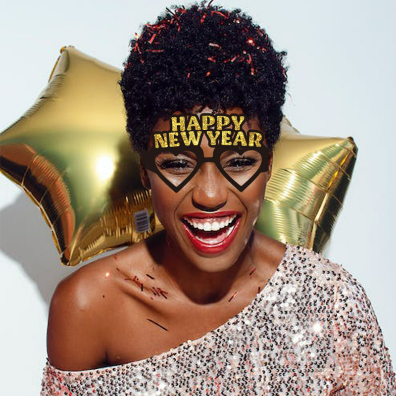 Black Gold Paper Glasses, Funny New Year Photo Booth Props for NYE Party Decor Wholesale