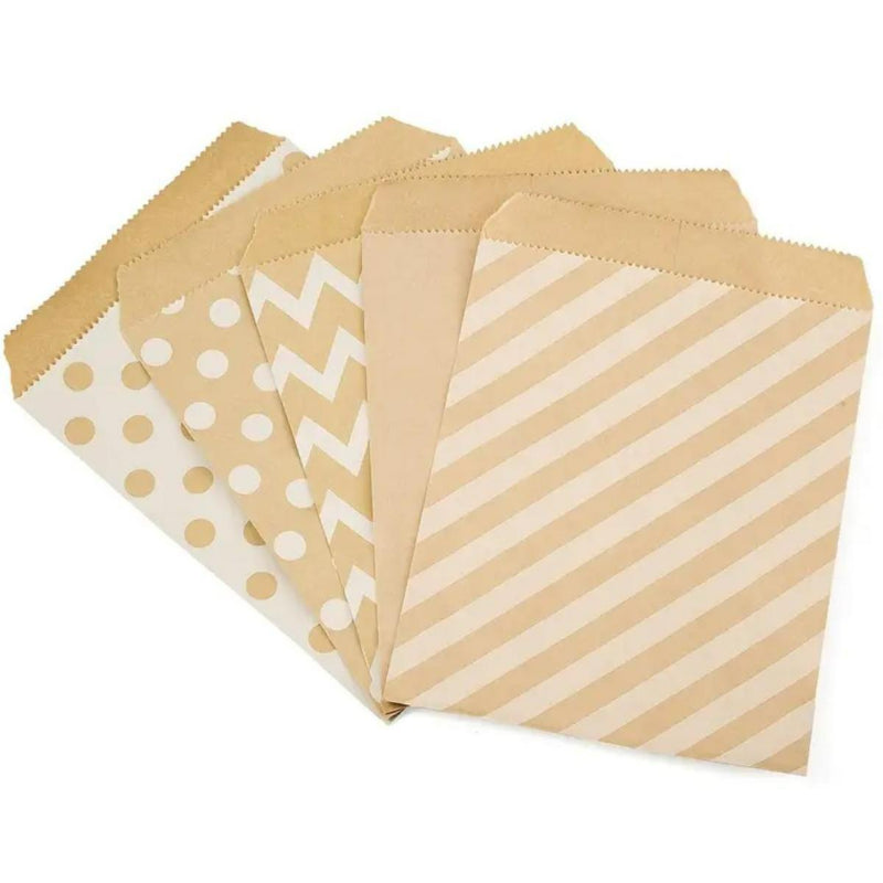 Kraft paper favor bag natural brown kraft paper with printed geometric patterns