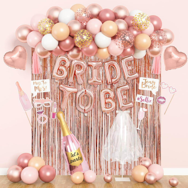 Bride to be balloon kit star and heart foil setup