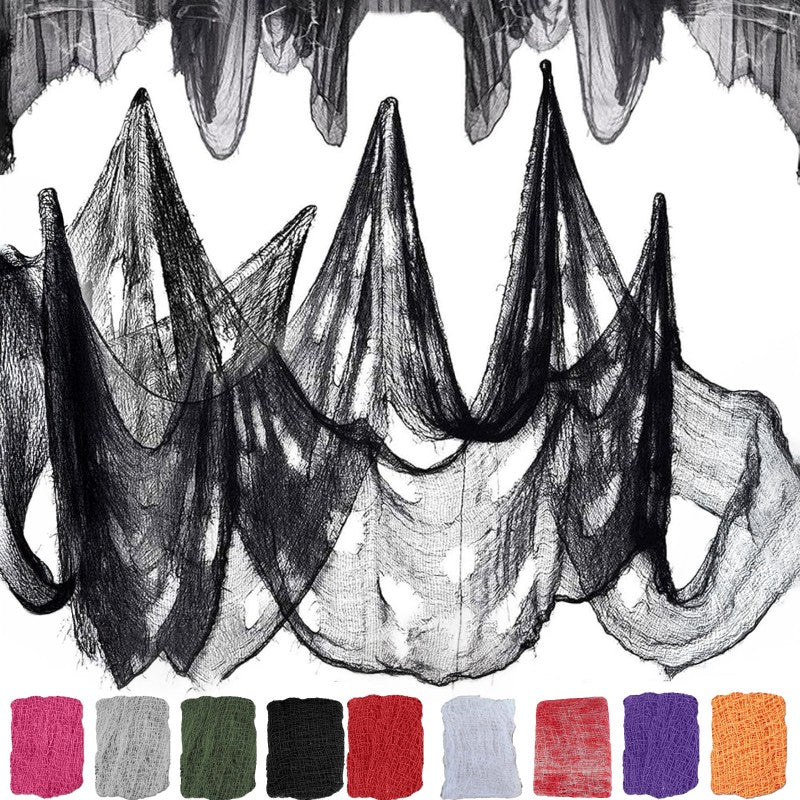 Halloween Gauze Fabric – Creepy Cheesecloth for Haunted House & Bar Decoration | 76x183cm (Black/White/Bloodstain/Red/Gray/Purple/Orange/Dark Green)