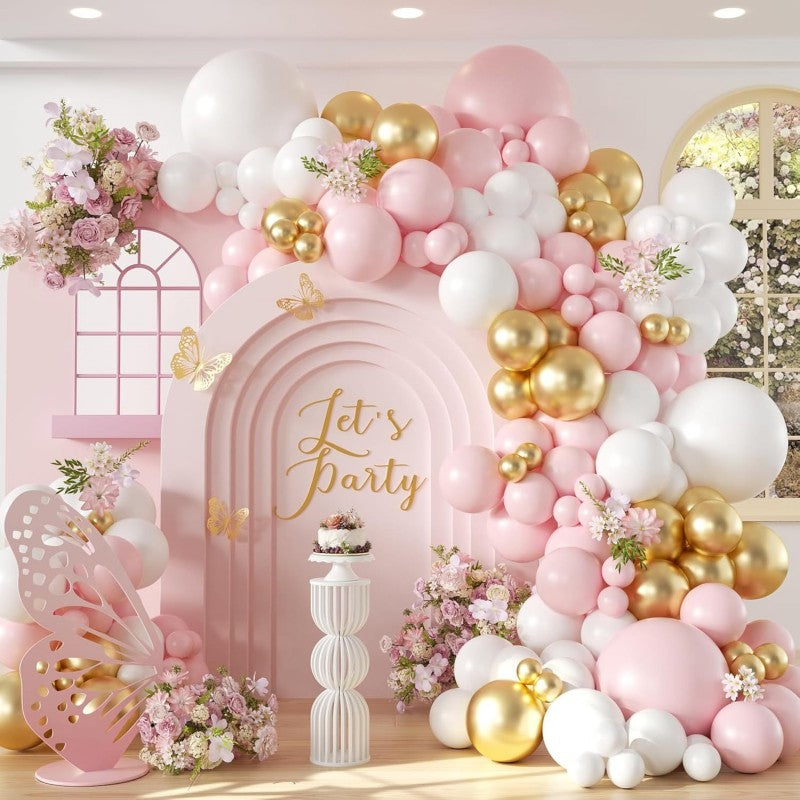 Butterfly Balloon Garland Kit – Pink Purple Pastel Latex Arch Set with Foil Butterfly, Birthday Party Decor for Girls, Wedding & Bridal Shower