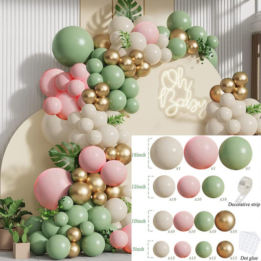 Jungle Forest Vintage Green Balloon Garland Kit – 100+ Pcs Safari Theme Party Decor, Birthday Arch Set with Natural Tone Balloons