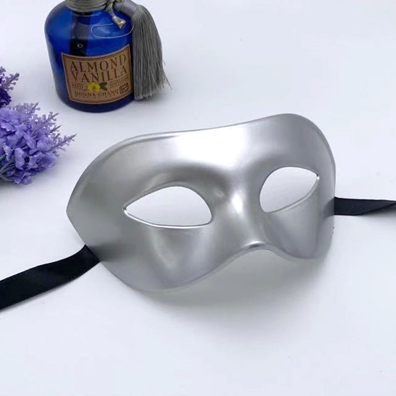 Men‘s Half Face Mask Vintage Cosplay Masquerade Party Mask Halloween Costume Accessory (Black/White/Vintage Gold/Vintage Silver/Gold Silver, 18x8cm)
