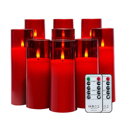Acrylic LED Candle in Cup – Red Electronic Flameless Tealight for Christmas Party String Lights, Western Dining Table & Home Accent