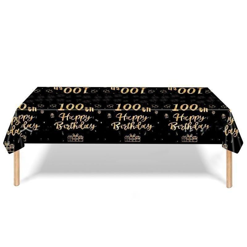 Black & Gold Birthday Party Supplies – Disposable Plates, Napkins, Cups & Tablecloth Set for Baby Boy or Girl Themed Celebration