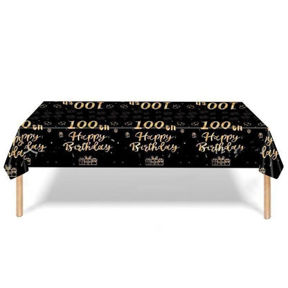 Black & Gold Birthday Party Supplies – Disposable Plates, Napkins, Cups & Tablecloth Set for Baby Boy or Girl Themed Celebration