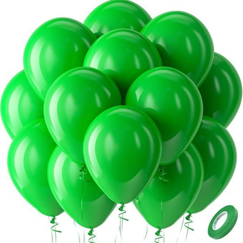 Latex balloons in grass green with ribbon 100-pack
