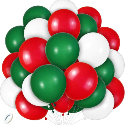 Latex balloons in holiday red and green mix with ribbon 100-pack
