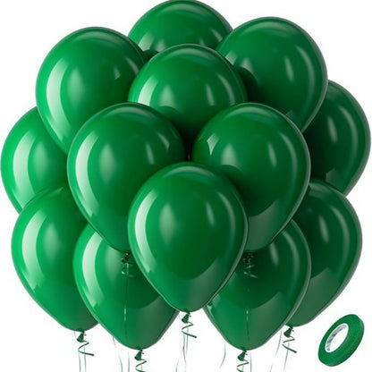 Latex balloons in forest dark green with ribbon 100-pack