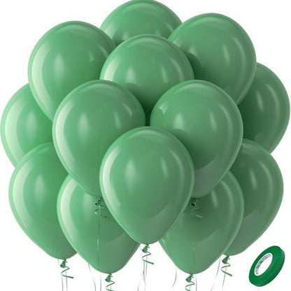 Latex balloons in olive green with ribbon 100-pack