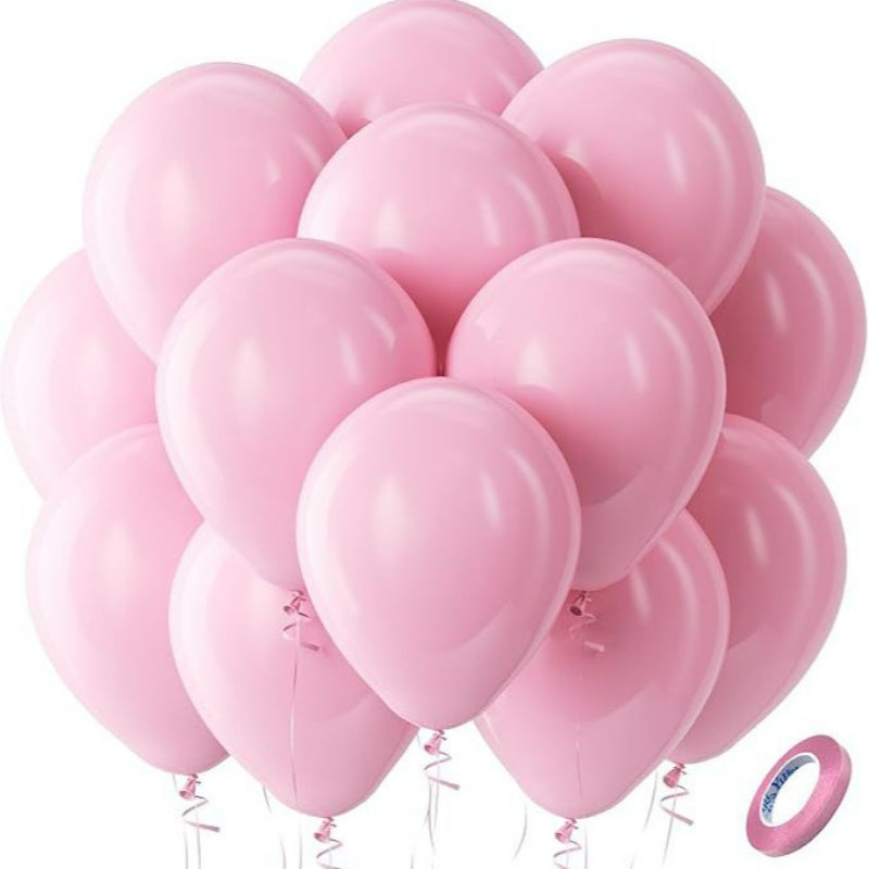 Latex balloons in blush nude pink with ribbon 100-pack