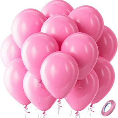 Latex balloons in sweet baby pink with ribbon 100-pack