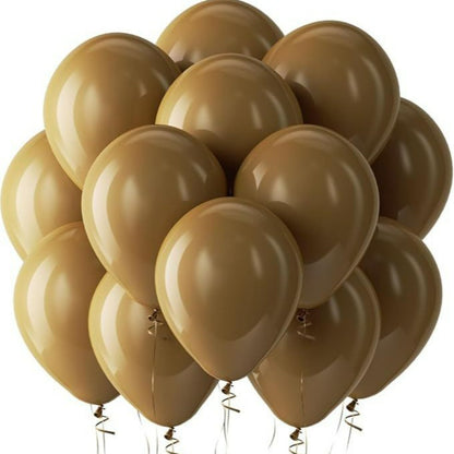 Latex balloons in caramel light brown with ribbon 100-pack