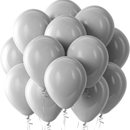 Latex balloons in modern grey with ribbon 100-pack
