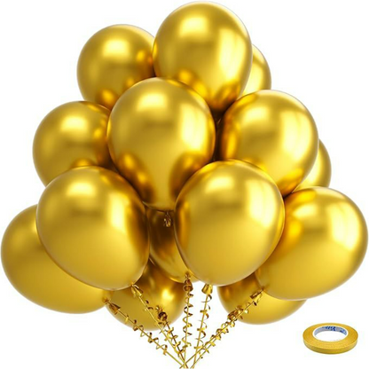 Latex balloons in chrome metallic gold 50-pack