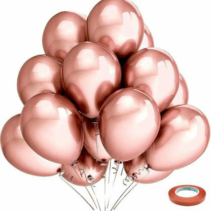 Latex balloons in chrome metallic rose gold 50-pack