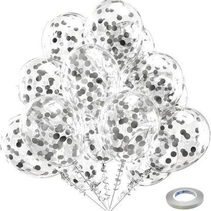 Latex balloons in clear with silver confetti 50-pack
