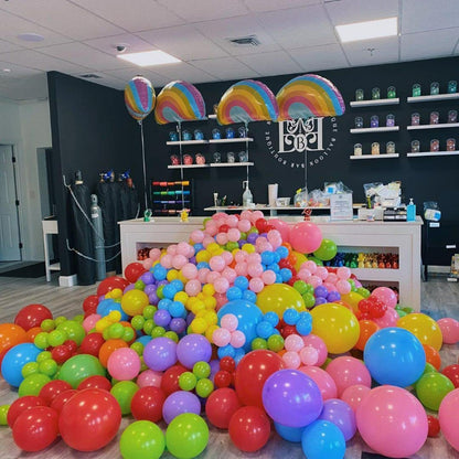 Latex balloons bulk inflated filling party event venue floor