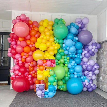 Latex balloons rainbow gradient arch wall backdrop installation