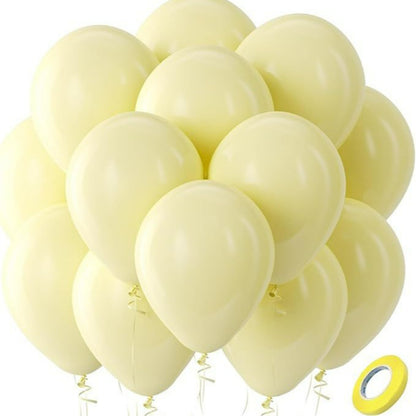Latex balloons in light butter yellow with ribbon 100-pack