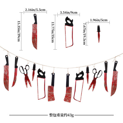 🔪 Paper Bloody Knife Garland | Halloween Haunted House Decoration | Hanging Props