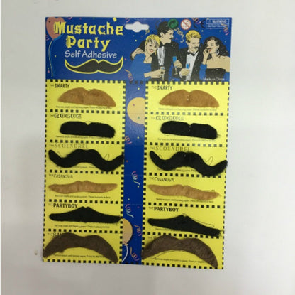 Halloween Fake Mustache & Beard Set – Costume Facial Hair for Adults, Funny Photo Booth Prop, Masquerade Party Supplies