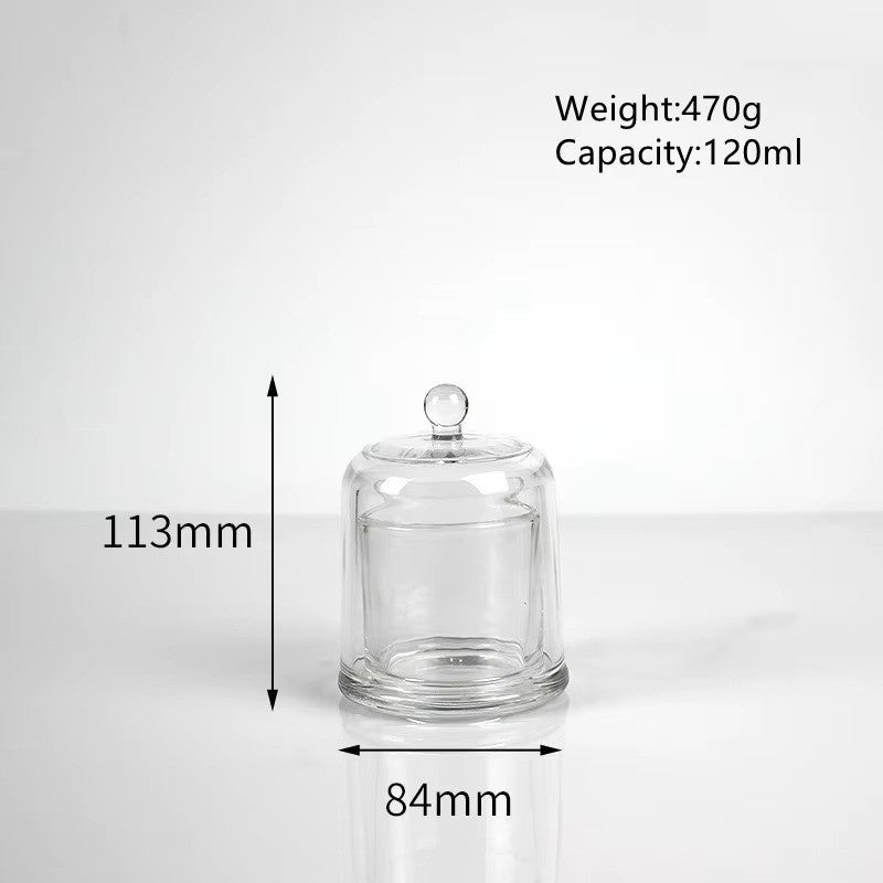 Luxury Empty Clear Glass Transparent Bell Shape Desktop Candle Holder Scented Candle Jar With Cover for Decoration DIY Candle (120ml-730ml)