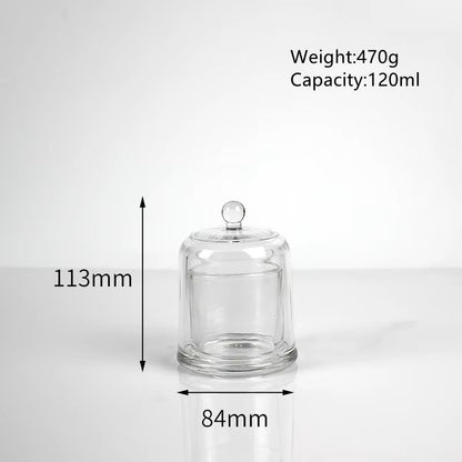Luxury Empty Clear Glass Transparent Bell Shape Desktop Candle Holder Scented Candle Jar With Cover for Decoration DIY Candle (120ml-730ml)