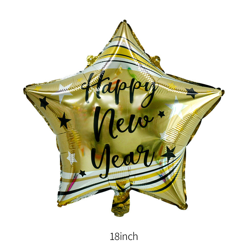Happy New Year Balloons, Wine Bottle & Meteor Foil Set for Party Decor