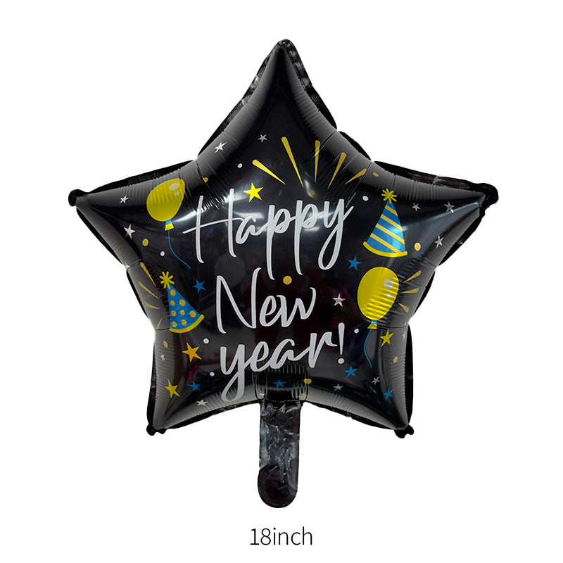 Happy New Year Balloons, Wine Bottle & Meteor Foil Set for Party Decor