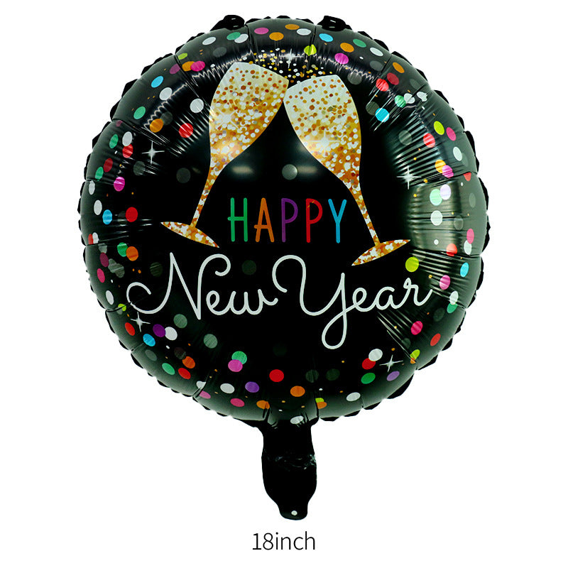 Happy New Year Balloons, Wine Bottle & Meteor Foil Set for Party Decor