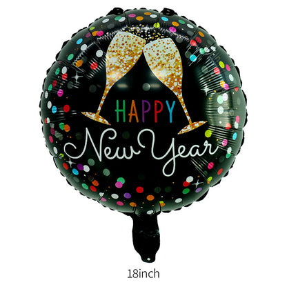 Happy New Year Balloons, Wine Bottle & Meteor Foil Set for Party Decor