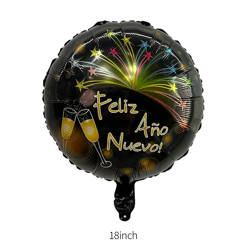 Happy New Year Balloons, Wine Bottle & Meteor Foil Set for Party Decor