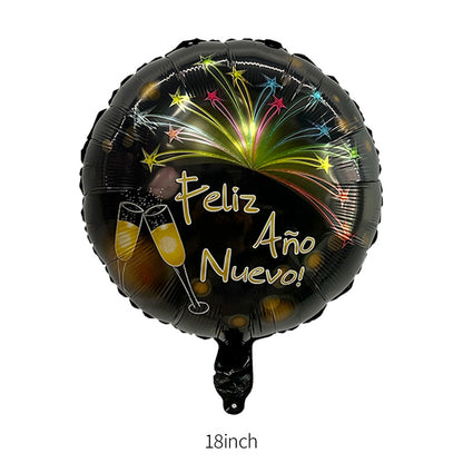 Happy New Year Balloons, Wine Bottle & Meteor Foil Set for Party Decor