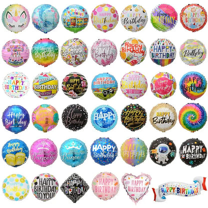 18-inch birthday foil balloon assorted colorful patterns collage grid