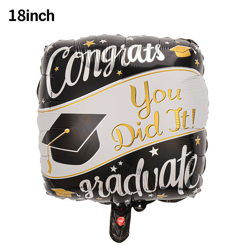 Graduation Foil Balloons – Mortarboard Cartoon Mylar Balloons for Grad Party, Ceremony & Celebration Decor