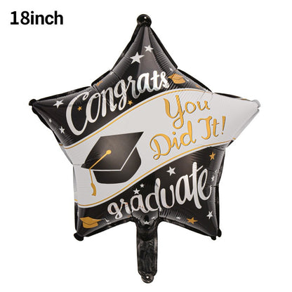 Graduation Foil Balloons – Mortarboard Cartoon Mylar Balloons for Grad Party, Ceremony & Celebration Decor