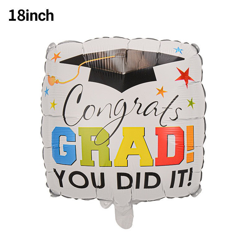 Graduation Foil Balloons – Mortarboard Cartoon Mylar Balloons for Grad Party, Ceremony & Celebration Decor